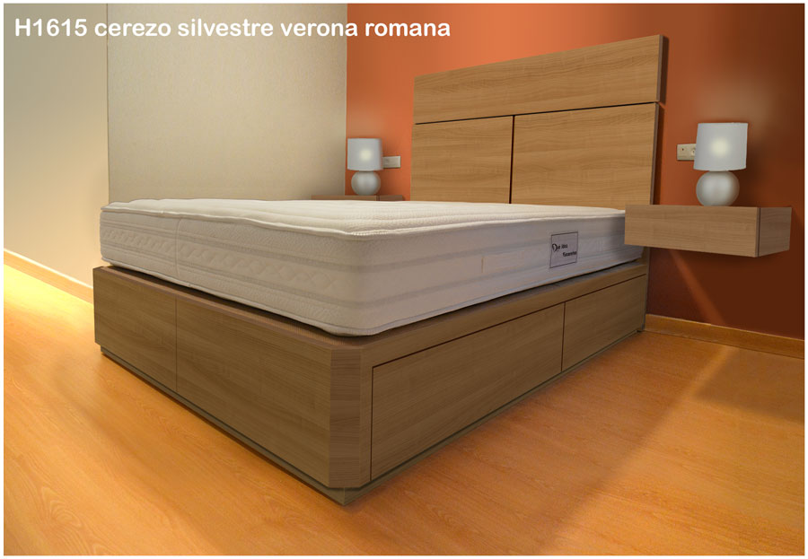 canapé de madea con cajones en los laterales iguales acabado forte color cerezo silvertre verona romana h1334
